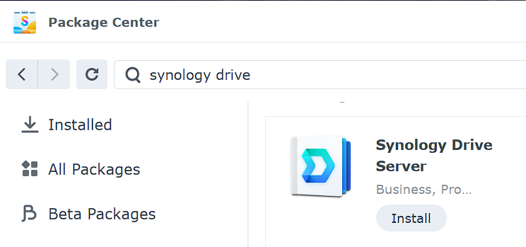 Synology Drive Server - Add-on Packages
