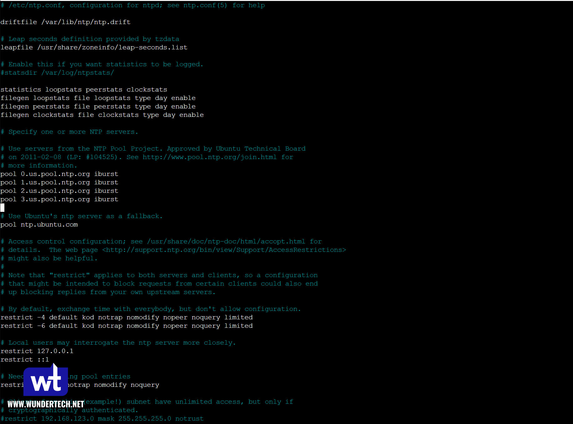 NTP config file.