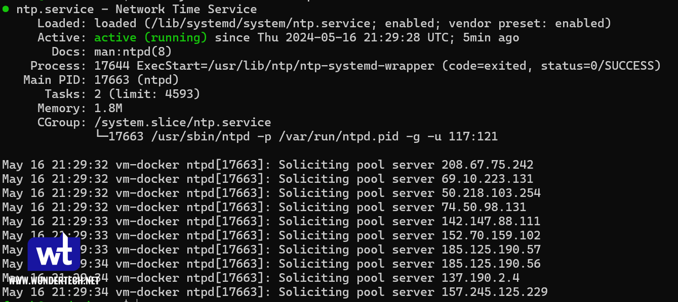 NTP service running.