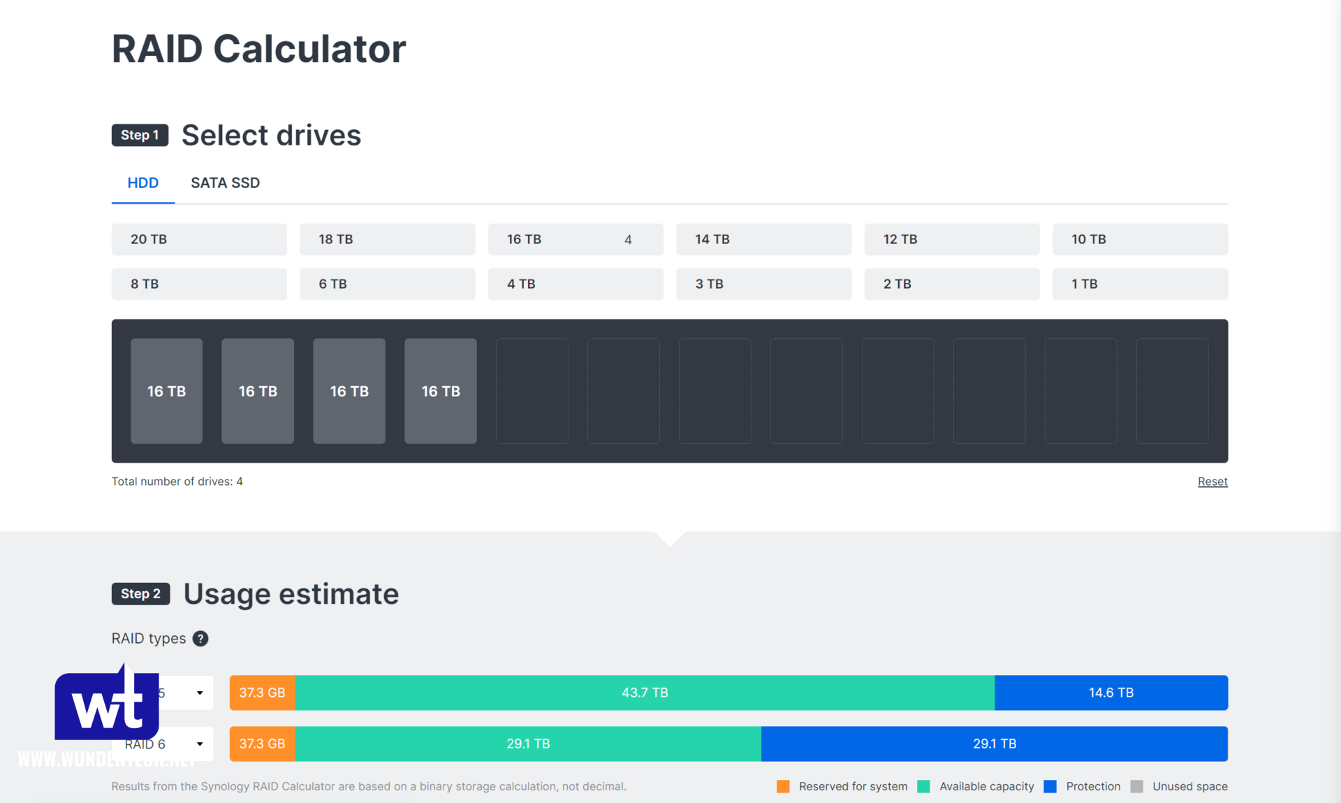 synology raid calculator to determine raid types