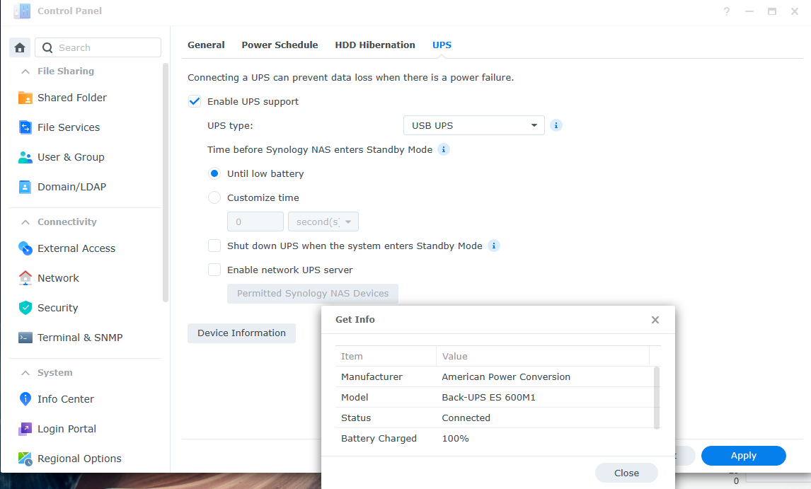 synology nas ups setup