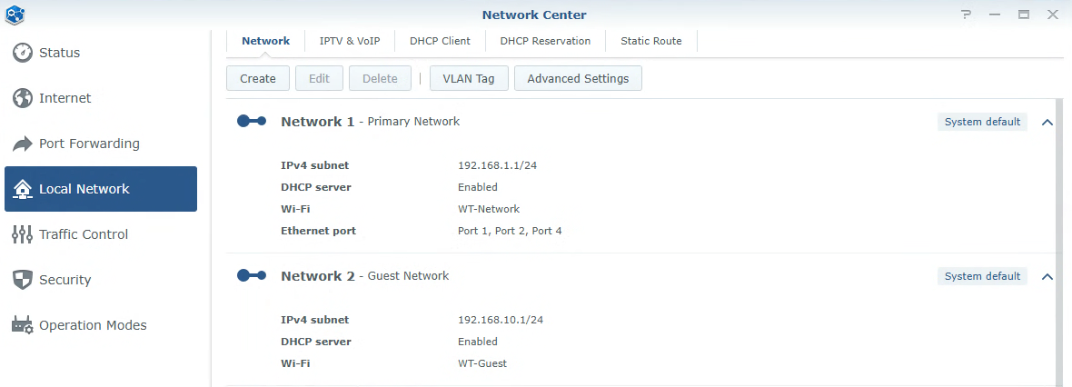 default SRM networks.